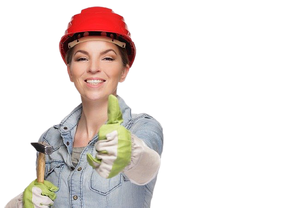 construction woman smilin with thumb up